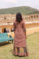 Cornell Red Cotton Lehenga Kurti Hand Block Print