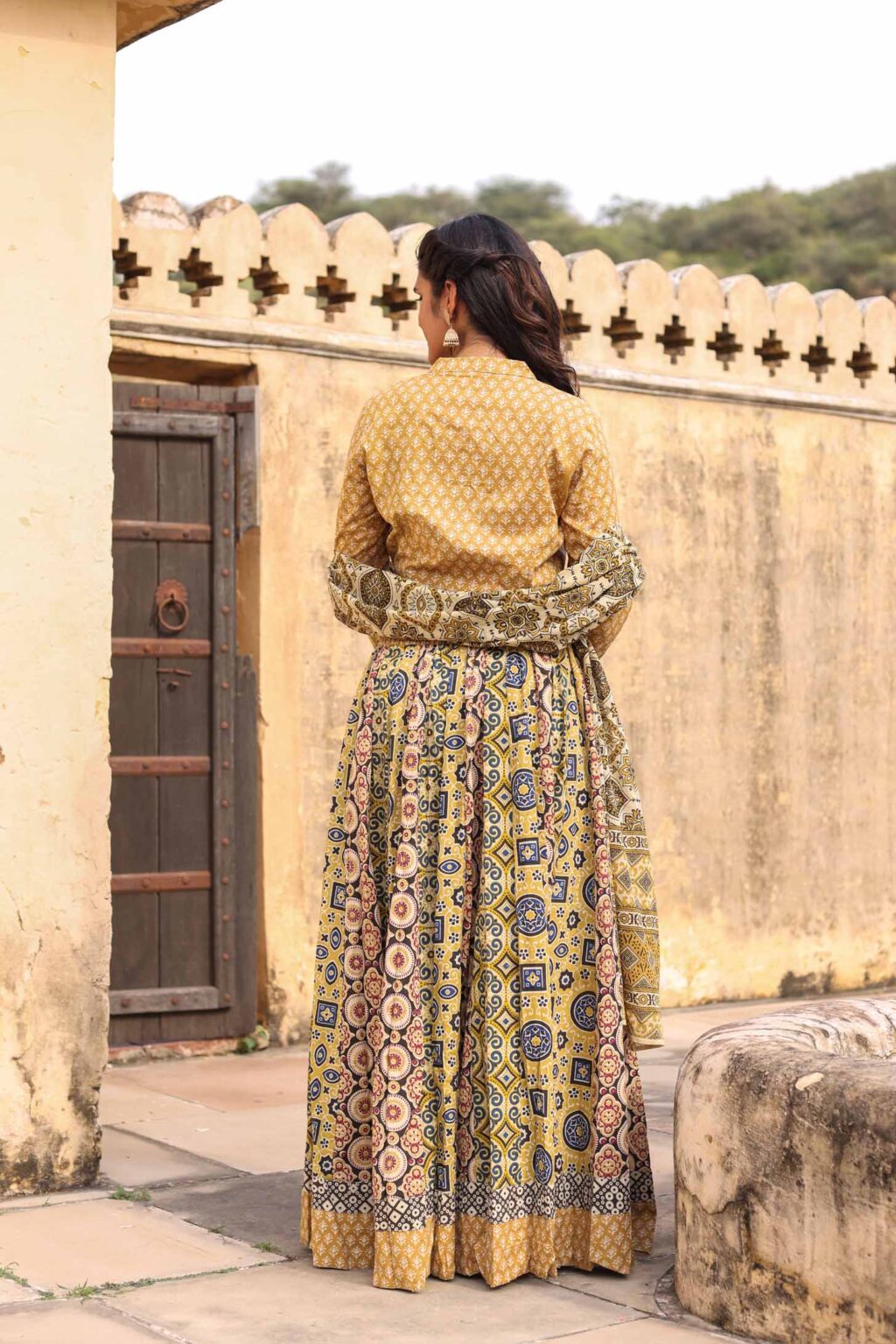 Dull Orange Cotton Lehenga Choli For Womens