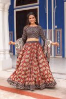 Bagru Printed Cotton Skirt Blouse