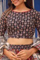 Red Lehenga Choli with Floral-leafy Design Dupatta