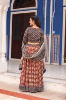 Red Lehenga Choli with Floral-leafy Design Dupatta