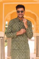 Woodland Green Colour Bagru Printed Kurta For Men