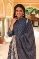 Rhino Blue Chaniya Choli with Floral Print
