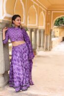 Pinkish Purple Printed Cotton Lehenga Choli for Women