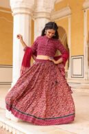 Mehroon Cotton Lehenga Choli