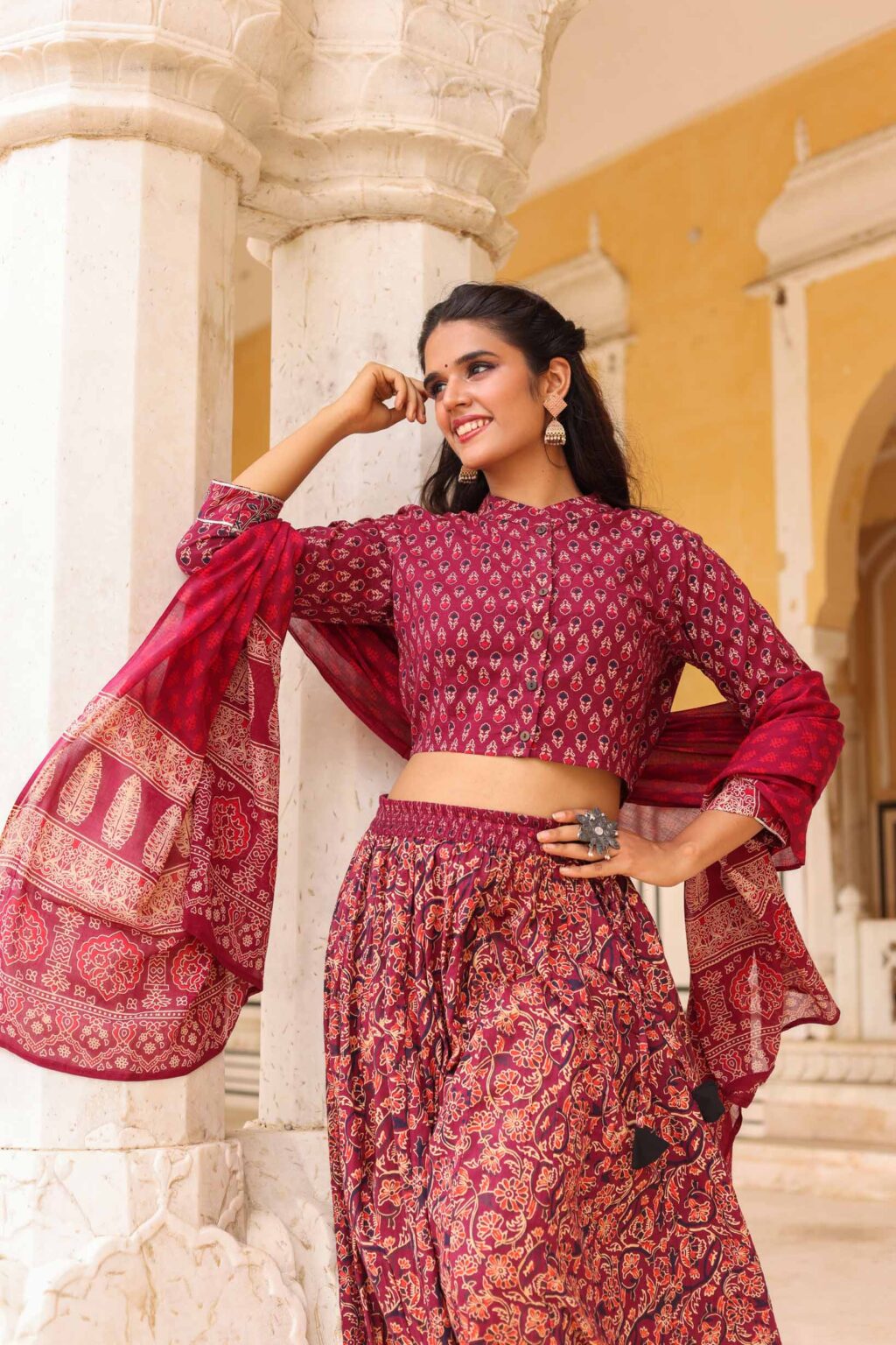 Rich Maroon Cotton Lehenga Choli For Women