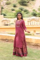Rich Maroon Cotton Lehenga Kurti With Naptol Printed