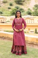 Rich Maroon Cotton Lehenga Kurti With Naptol Printed