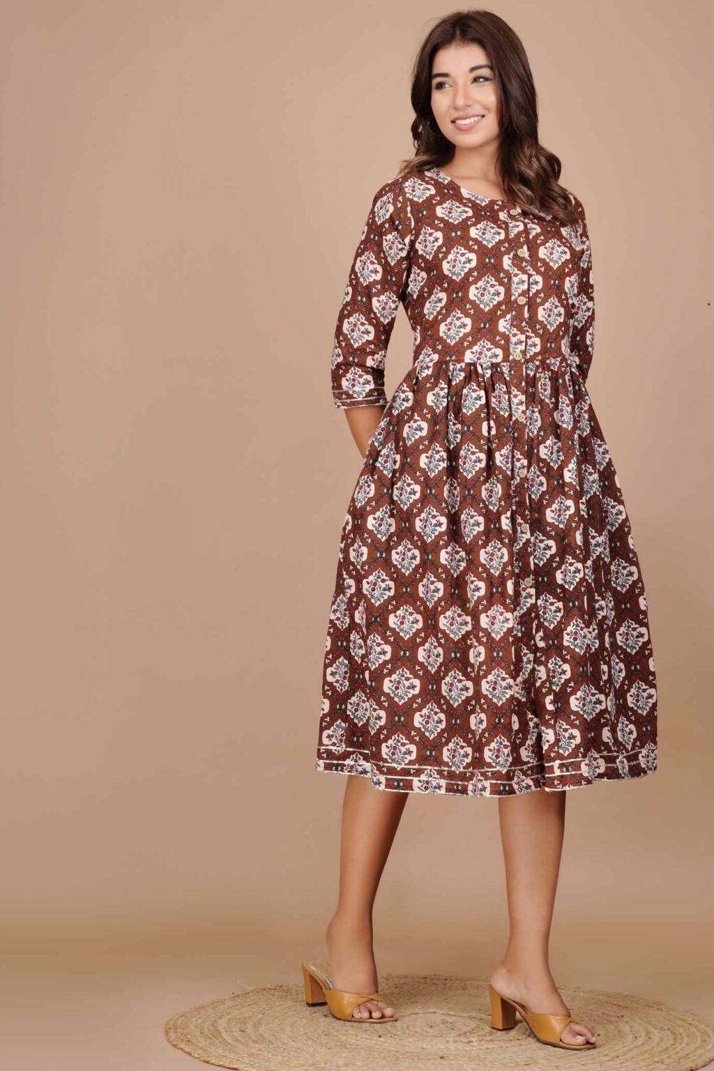 Sanguine Brown One Piece Cotton Dress