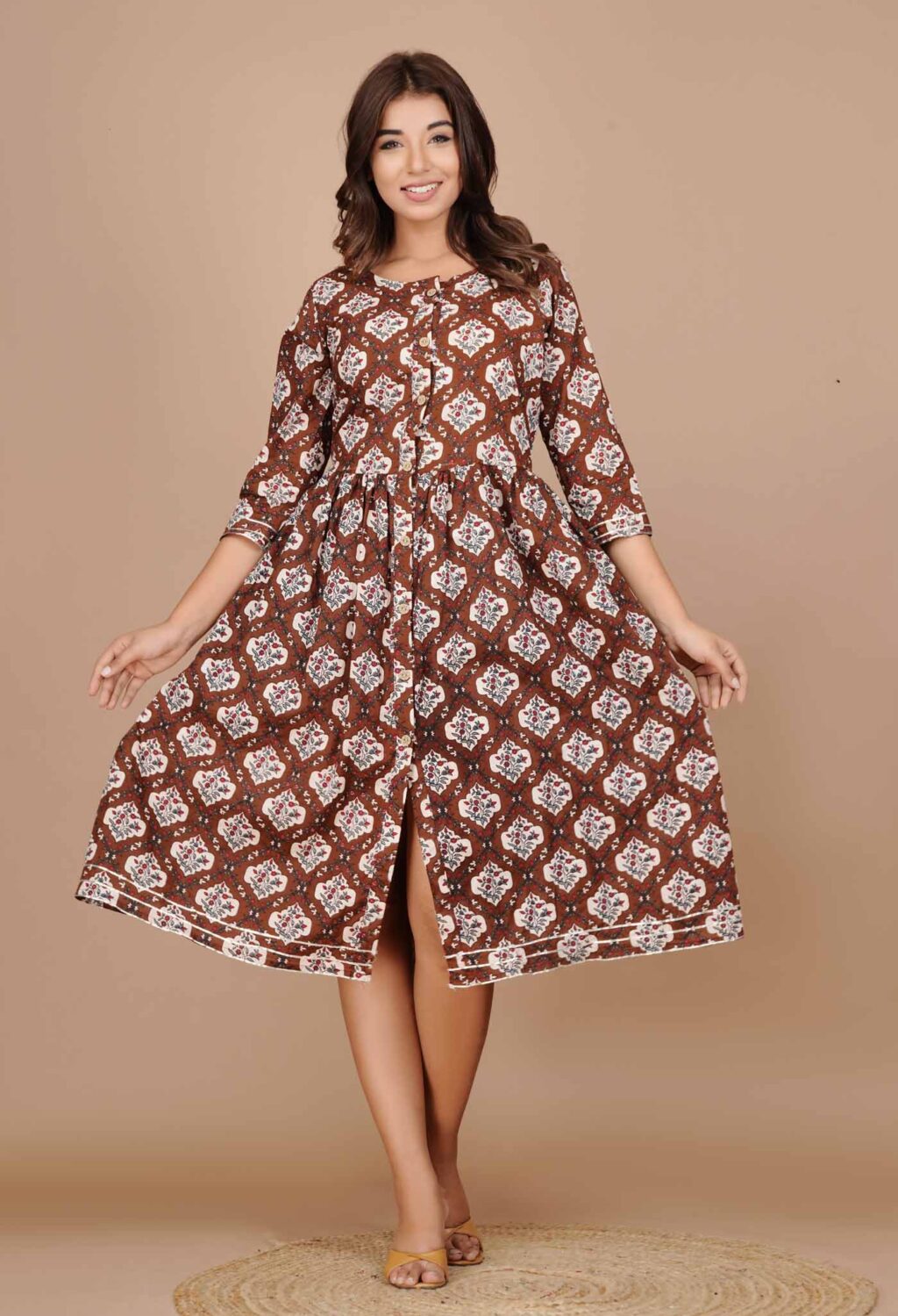 Sanguine Brown One Piece Cotton Dress