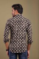 Dark Black Printed Shirt with Floral Design