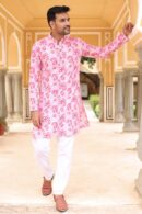 Pink Printed Kurta with Floral Design