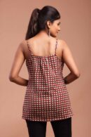 Red Bagru Printed Spaghetti Top