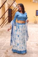 White Chaniya Choli with Tie and Dye Print