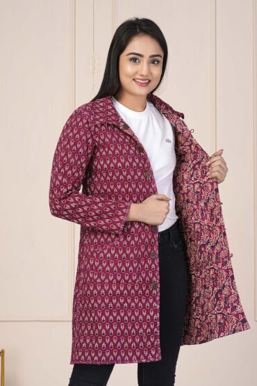 Maroon Cotton Quilted Jacket