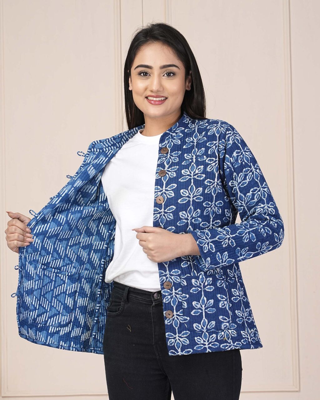 Indigo Reversible Quilted Jacket