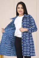 Indigo Cotton Quilted Jacket For Women
