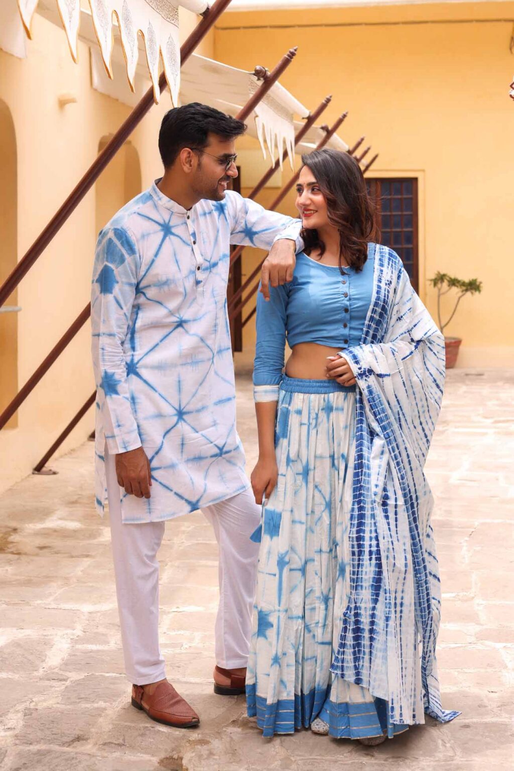 Tie & Die Matching Lehenga Choli With Kurta