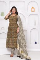 Green Nayra Cut Suit With Paisley Design Dupatta