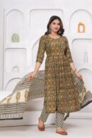 Green Nayra Cut Suit With Paisley Design Dupatta
