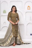 Green Nayra Cut Suit With Paisley Design Dupatta