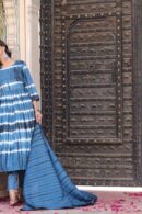 Blue Nayra Cut Suit With Stripes Design