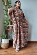 Multicolored Georgette Kaftan with Floral Print