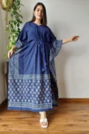 Cotton Blue Kaftan Dress Right View