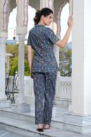 Blue Night Suit with Flower Patti Design