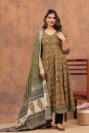 Mehendi Anarkali Suit with Paisley Bottom Dupatta