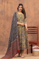 Yellow Anarkali Suit with Black Dupatta