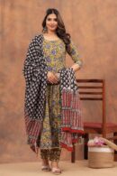 Yellow Anarkali Suit with Black Dupatta