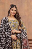 Yellow Anarkali Suit with Black Dupatta