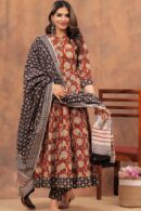 Red Anarkali Suit with Black Dupatta