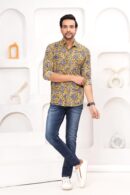Yellow Printed Shirt with Floral Design