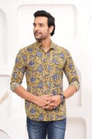 Yellow Printed Shirt with Floral Design