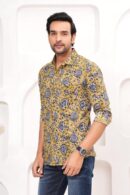 Yellow Printed Shirt with Floral Design