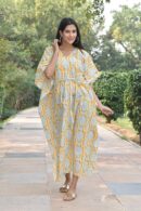 Mustard Floral Inexpensive Kaftan Dresses