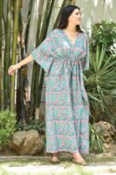 Multicolored Georgette Kaftan with Sanganeri Print