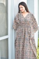 Multicolored Georgette Kaftan with Hand Block Print