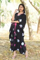 Black Kaftan Dress with Tie and Dye Print