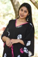 Black Kaftan Dress with Tie and Dye Print
