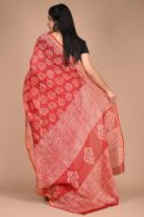 Dark Pastel Red Chanderi Saree with Floral Pattern