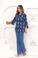 Blue Dianne Cotton Tops front view