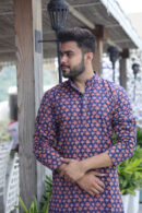 Blue-Pink Best Fabric for Mens Kurta style