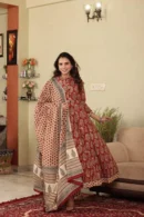 Brownish Red Anarkali Suit front view