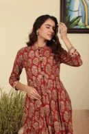 Brownish Red Anarkali Suit with Mul Dupatta