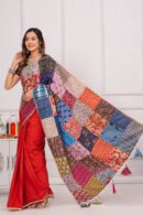 Red Patch Work Cotton Saree