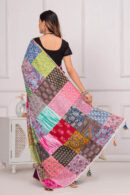 Wine Patch Work Cotton Saree