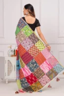 Lemon Green Patch Work Cotton Saree
